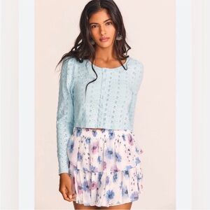 NEW LoveShackFancy Jonah Crop Cardigan in Powder Blue